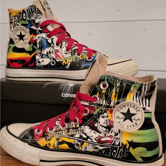 DC comics Superman converse sneakers women’s size 6 kids size 4 - Picture 2 of 6